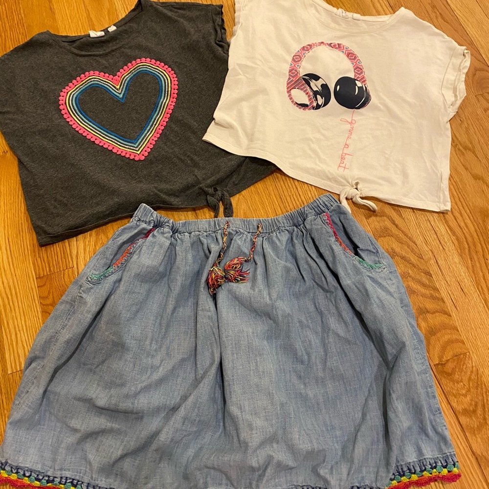GAP Kids Embroidered Jean skirt & 2 tops